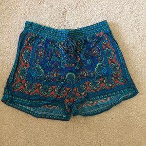 Blue and Orange Print Shorts